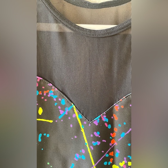 American Apparel Neon Paint Splatter Dress Mesh Y2K Bodycon XS - Picture 4 of 6